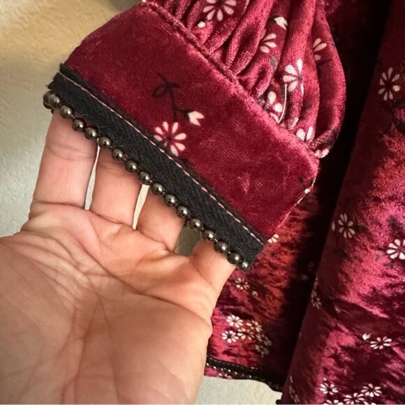 Highly Preppy Red Velvet Lace Dress Sz S Romantic Gothic Vampirecore Regencycore - Picture 8 of 14